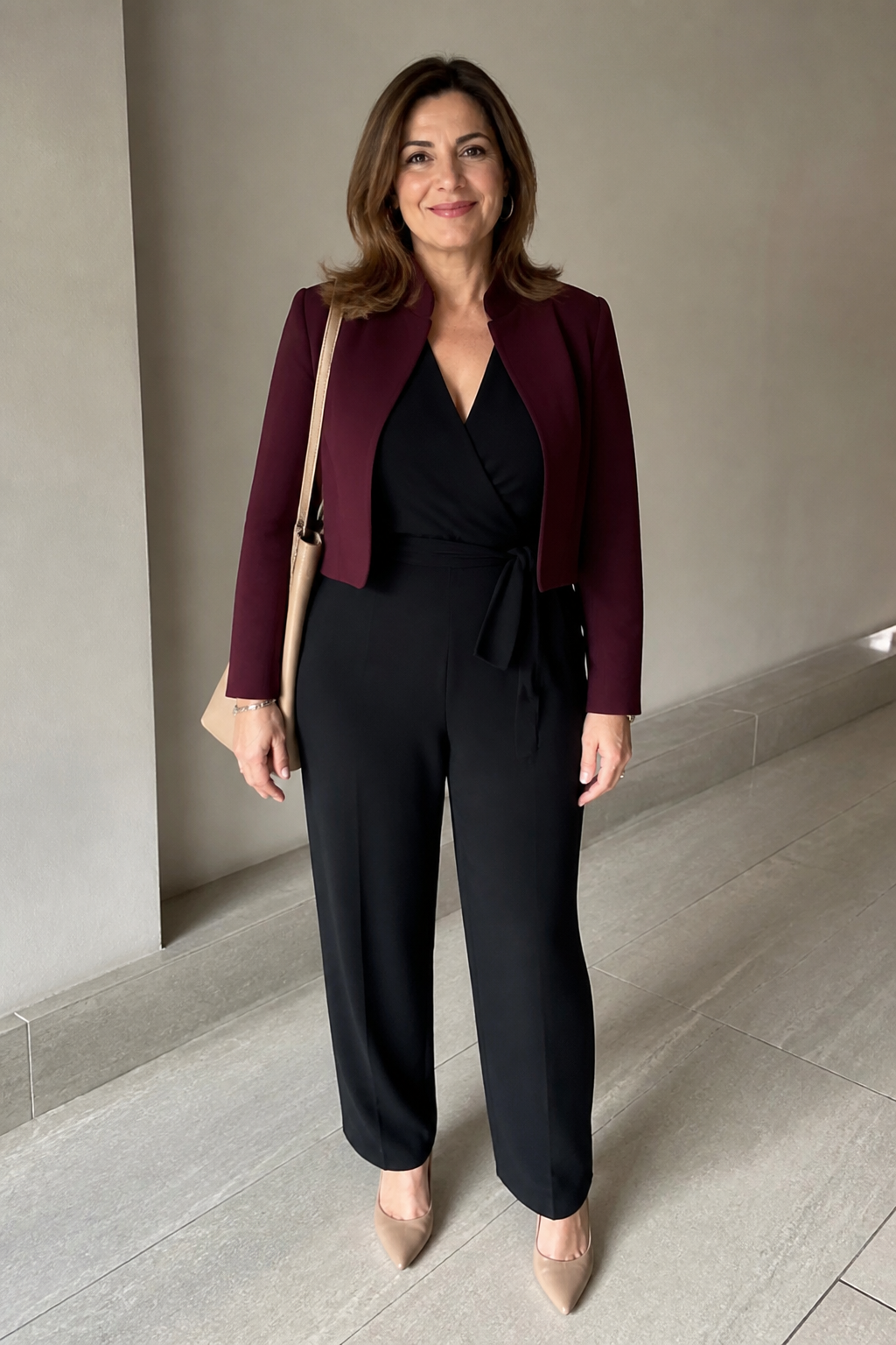 Black Jumpsuit and Cropped Jacket