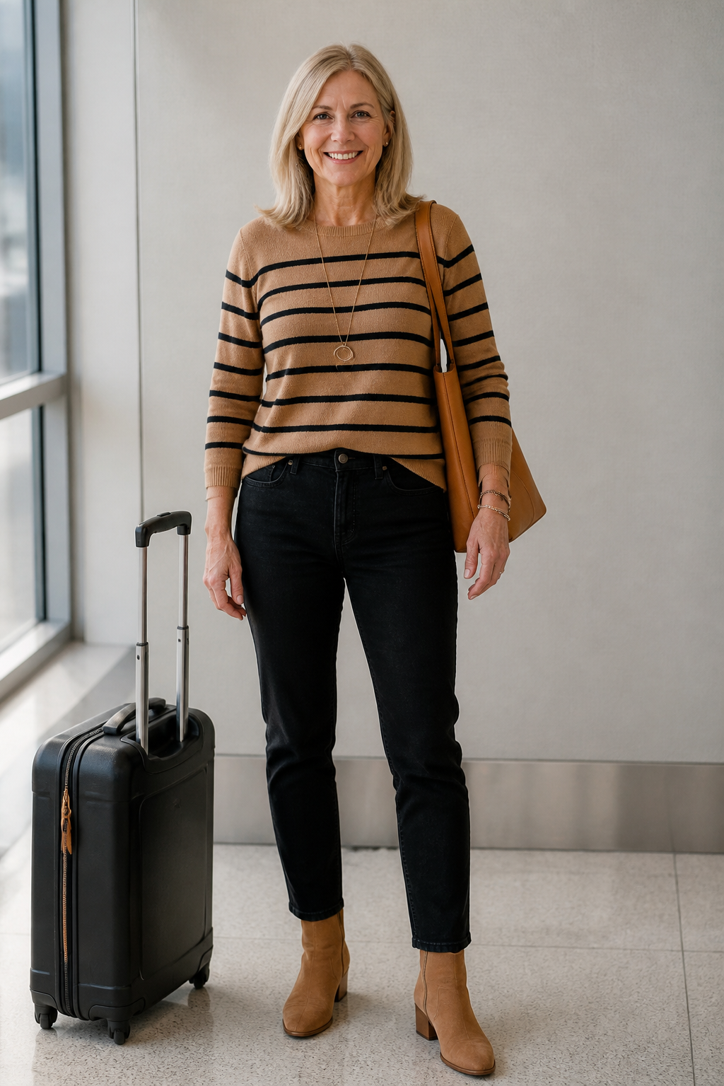 Dark Jeans and Striped Sweater