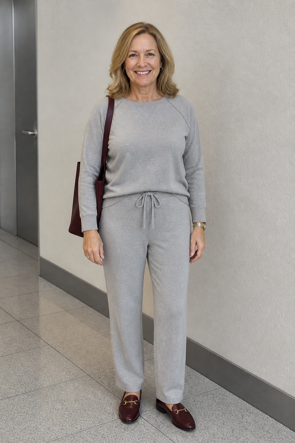 Grey Sweatshirt Set with Loafers