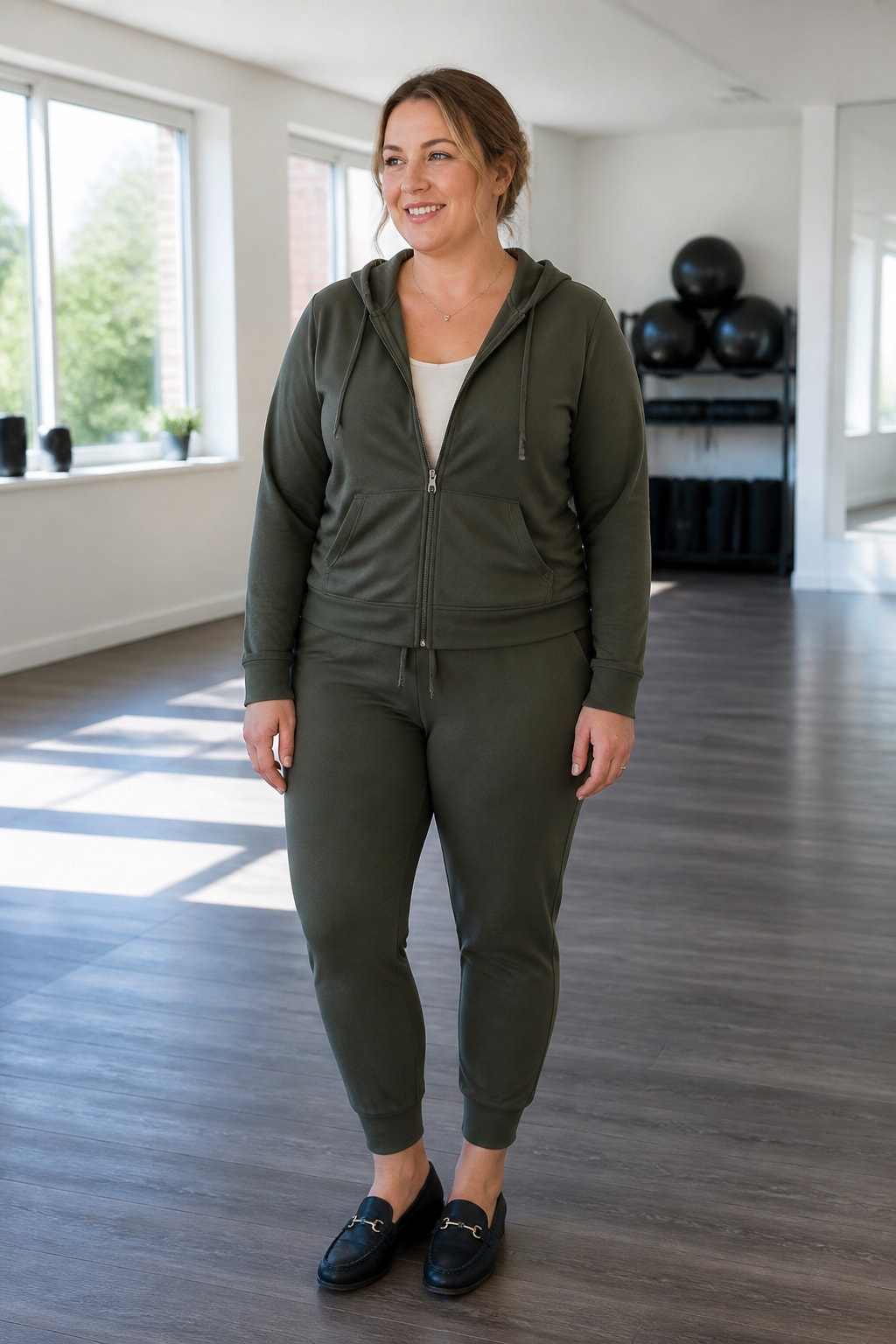 Olive Zip Hoodie Set