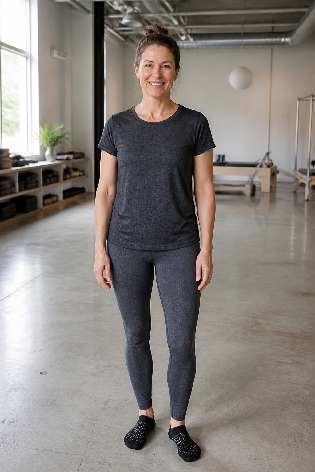Grey Yoga Pants and Grippy Socks