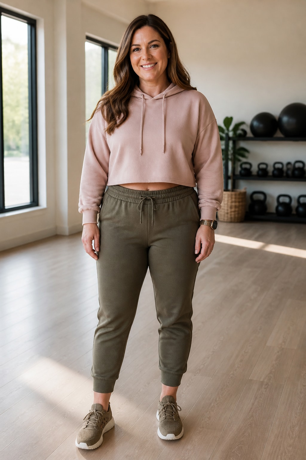 Olive Joggers and Cropped Hoodie