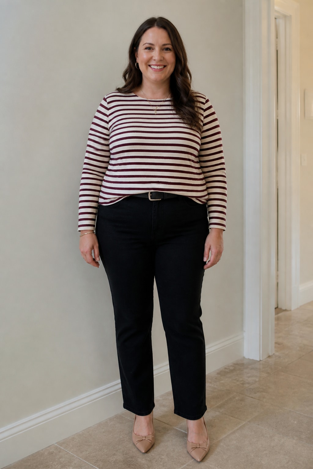Black Jeans and Breton Top
