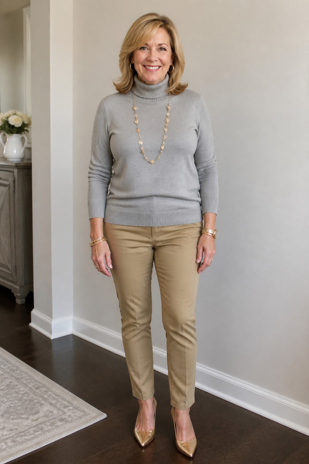 Khaki Chinos and Turtleneck