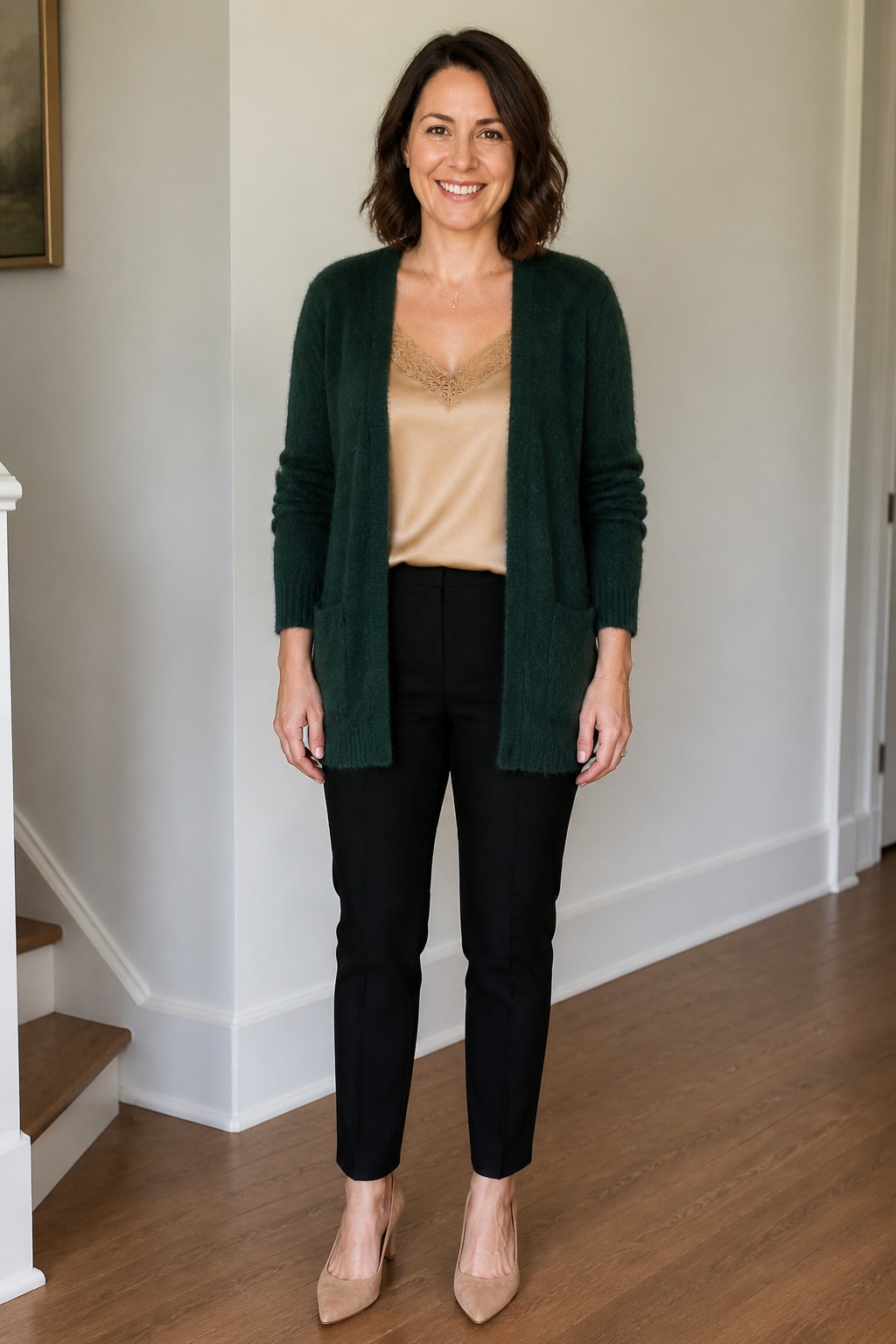Black Cigarette Pants and Silk Cami