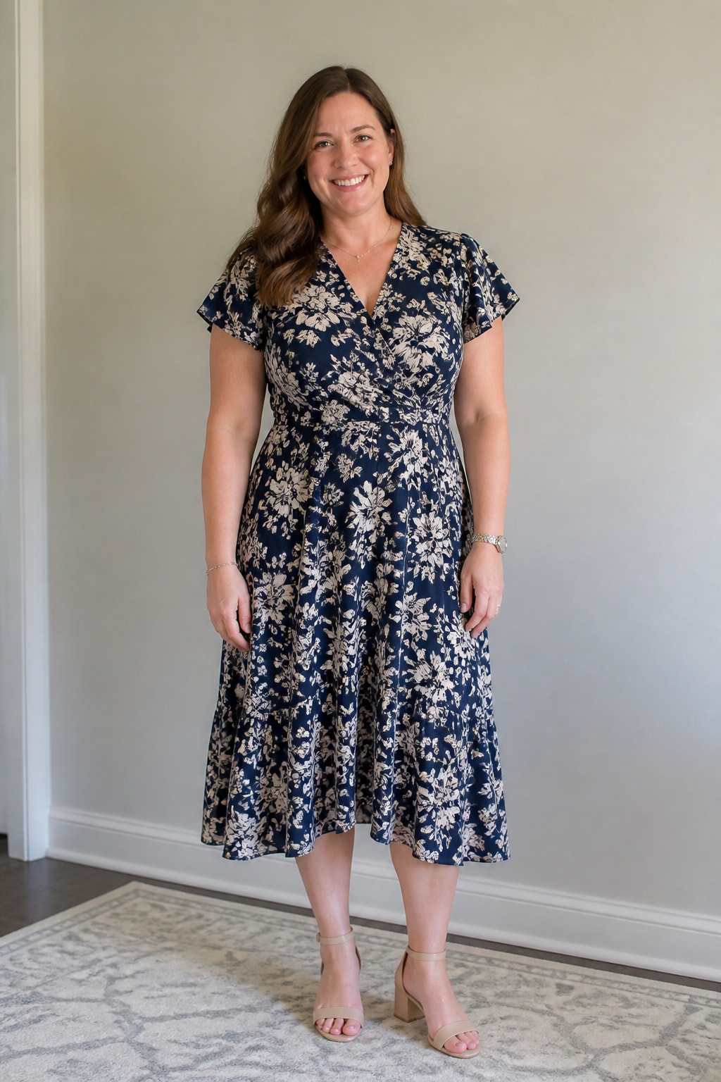 Soft Floral Midi Dress