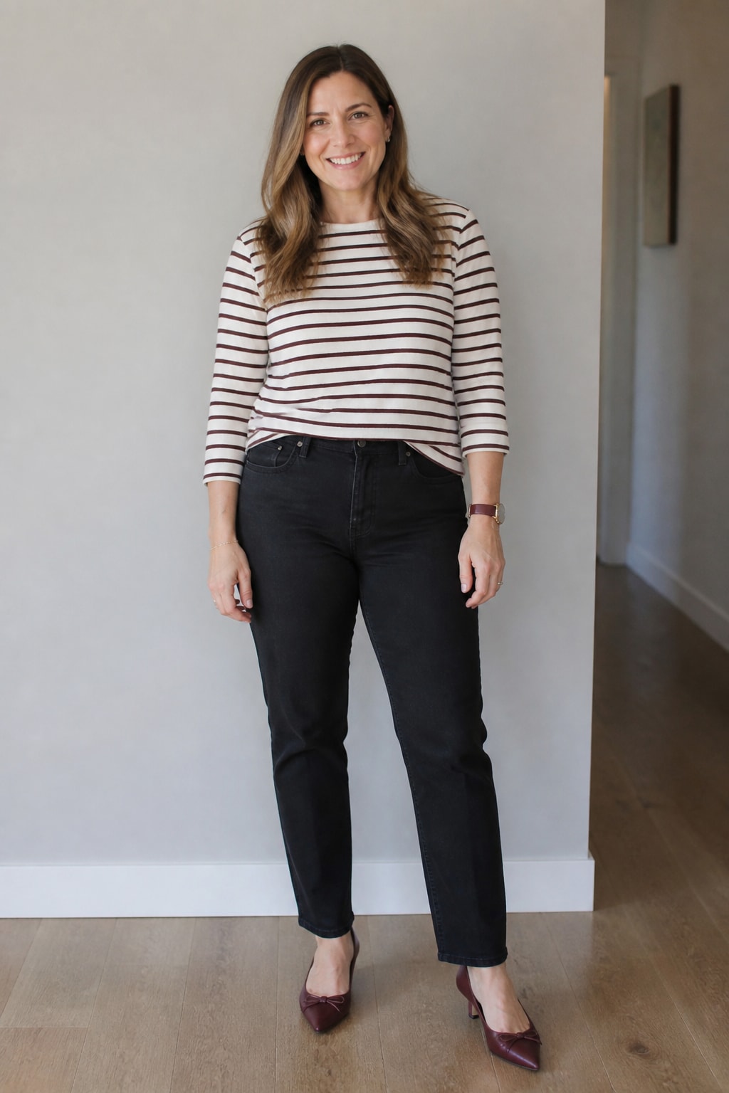 Black Jeans and Breton Top