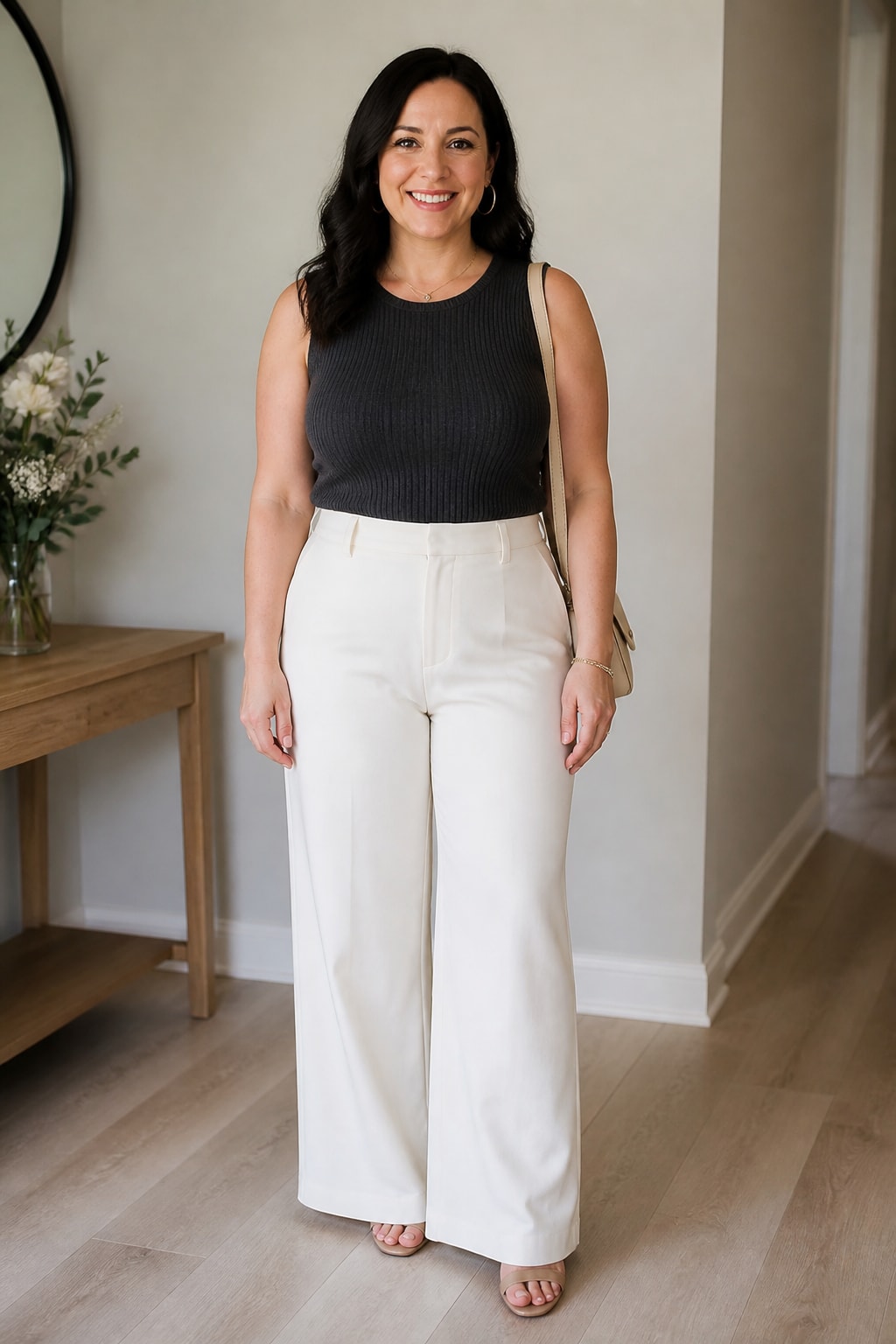 Cream Wide-Leg Trousers
