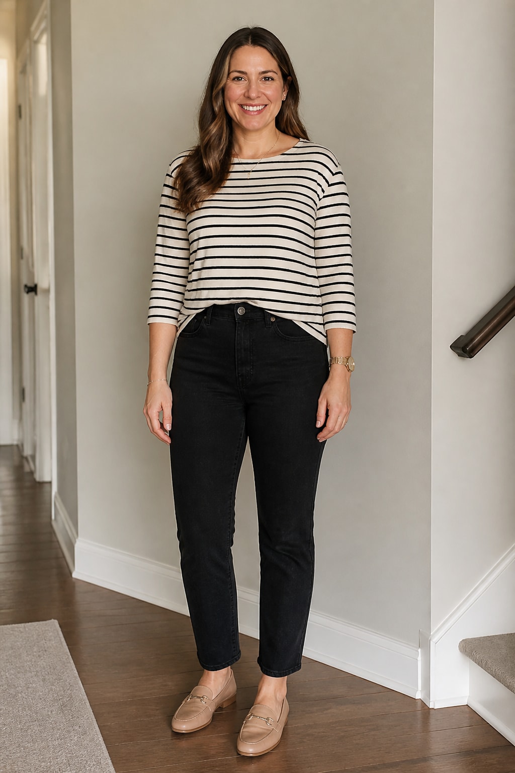 Straight Jeans and Breton Top