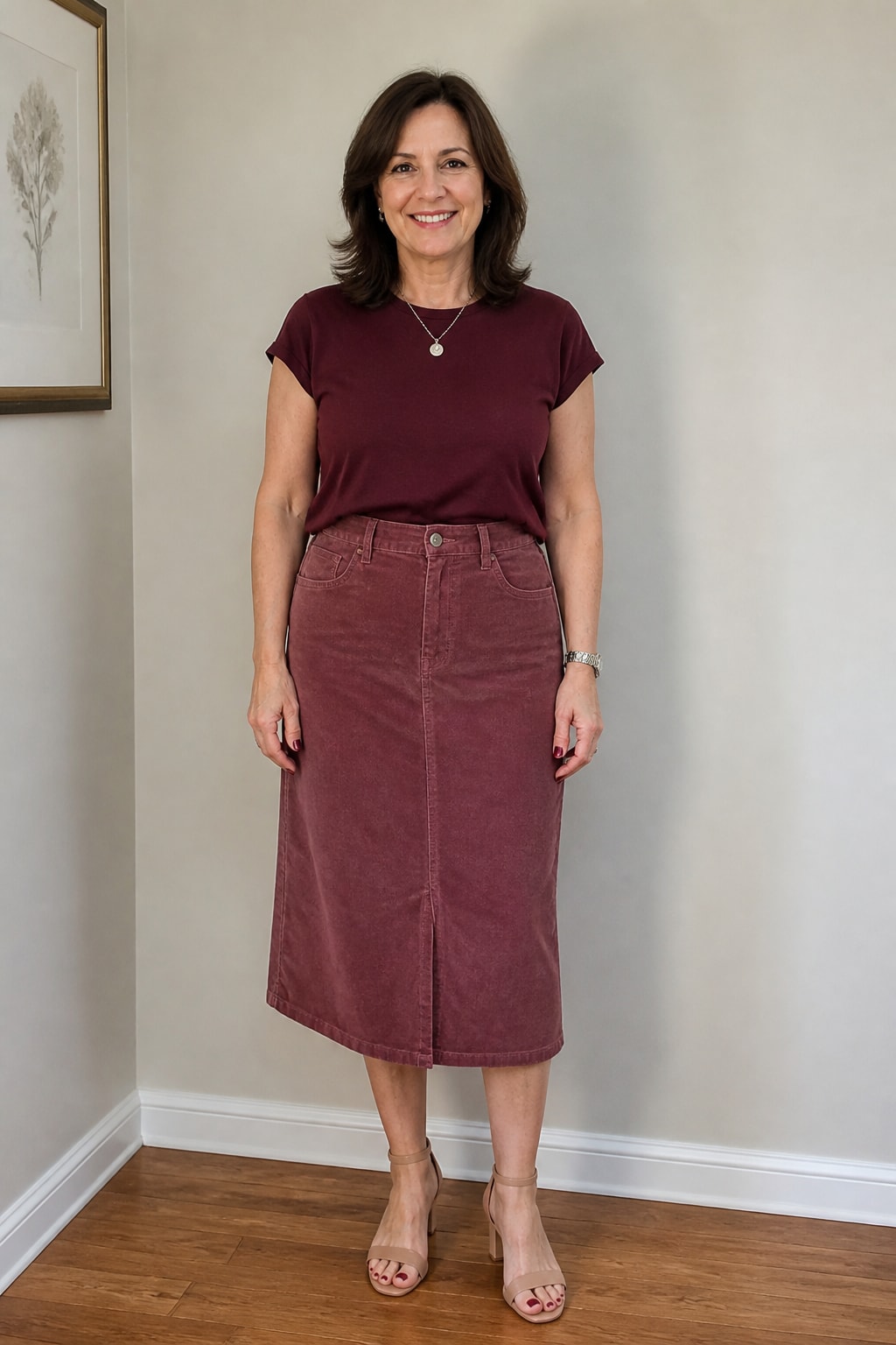 Cord Midi Skirt and Tee