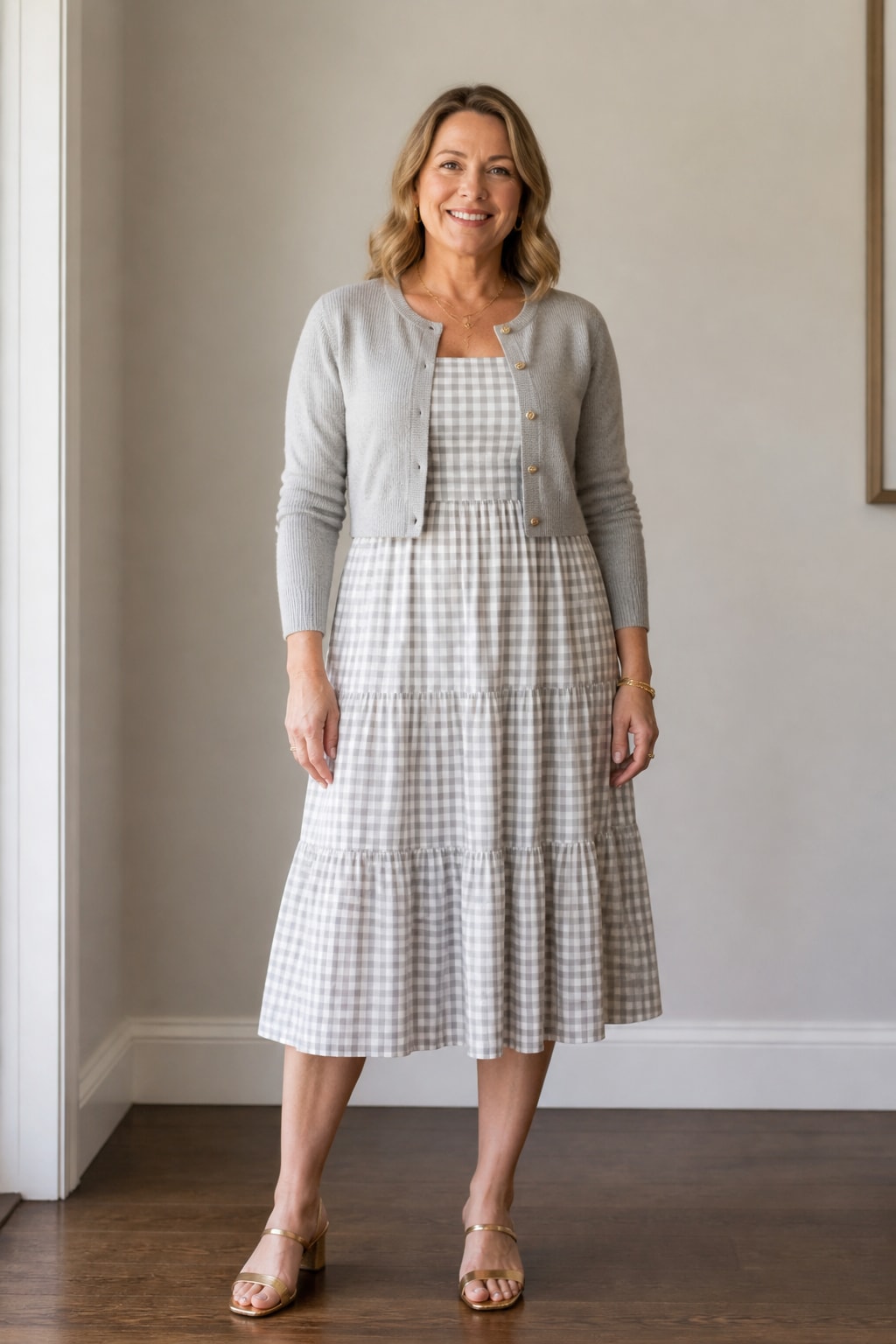 Gingham Midi and Cardigan