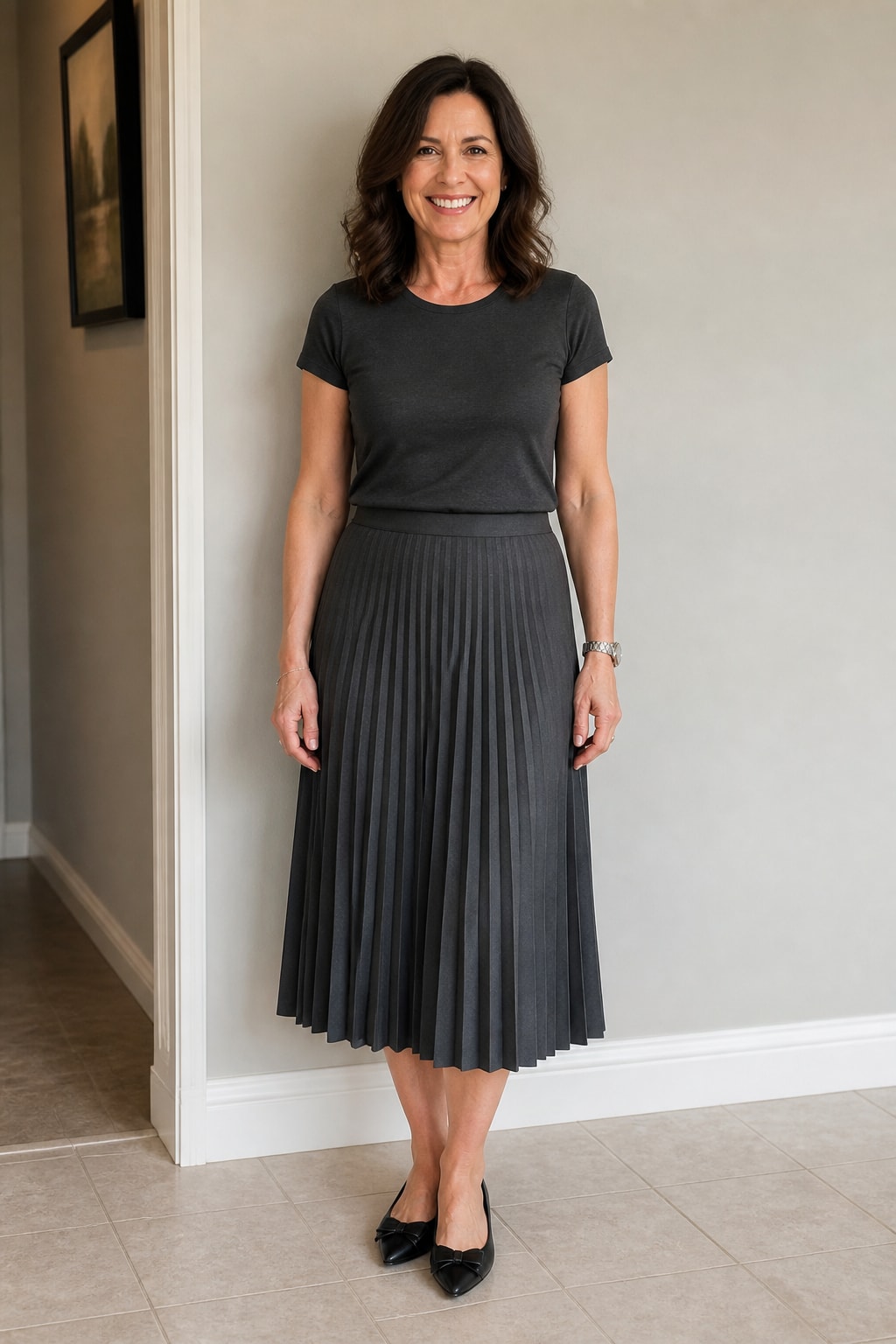 Pleated Midi and Fitted Tee