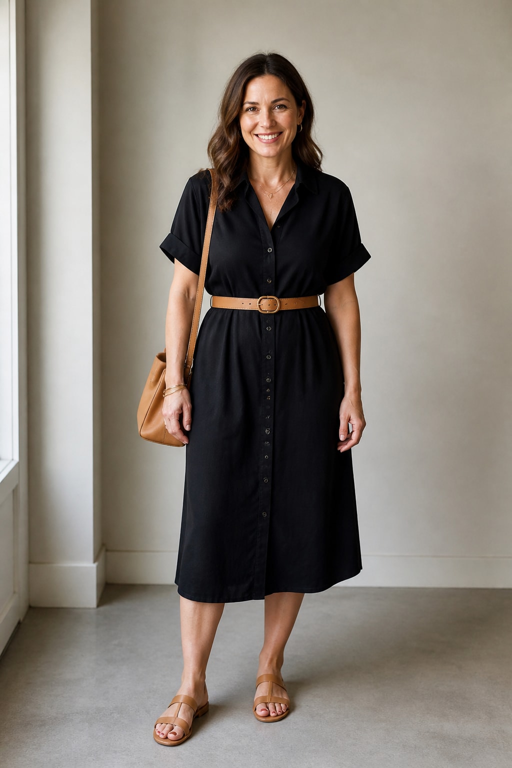 Linen Shirt-Dress and Sandals
