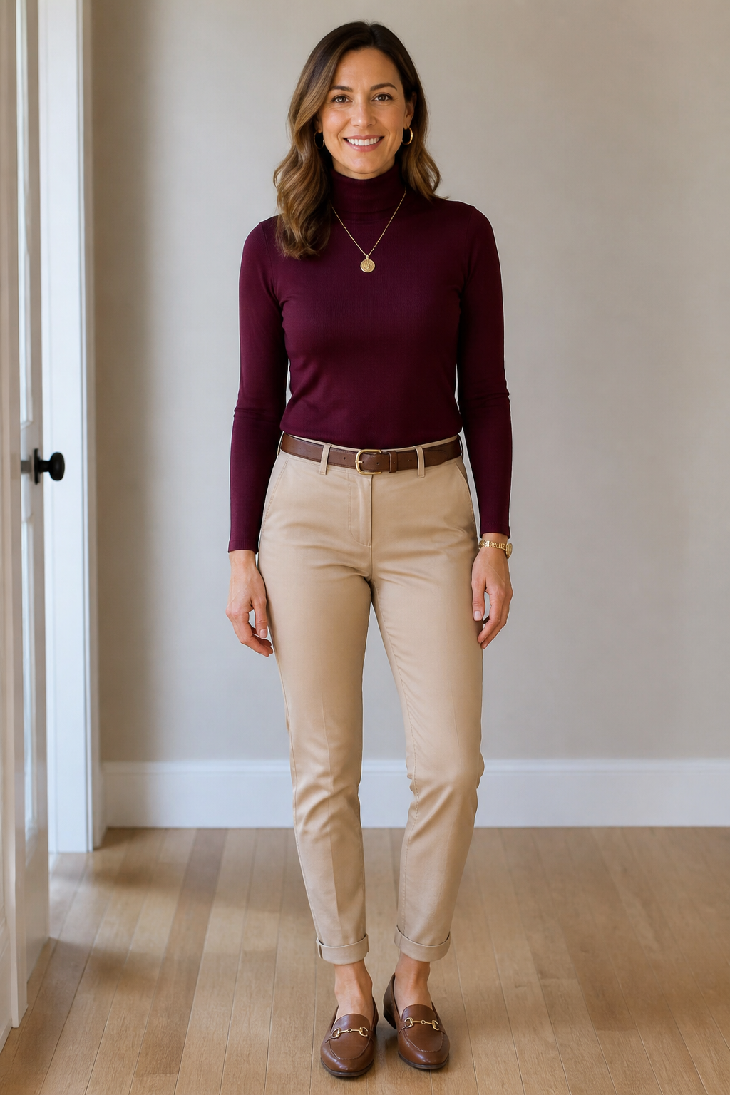 Khaki Chinos and Turtleneck