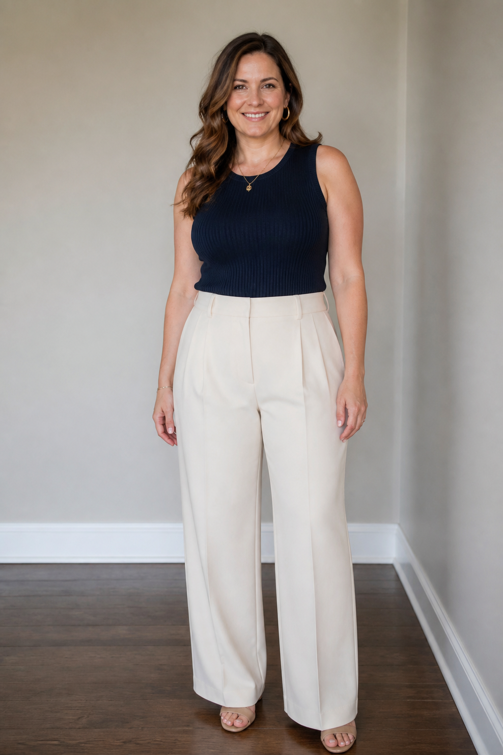 Wide-Leg Trousers and Knit Tank