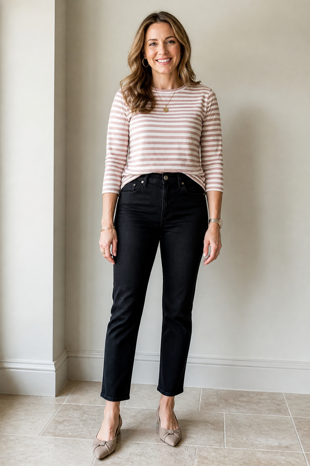 Black Jeans and Breton Top