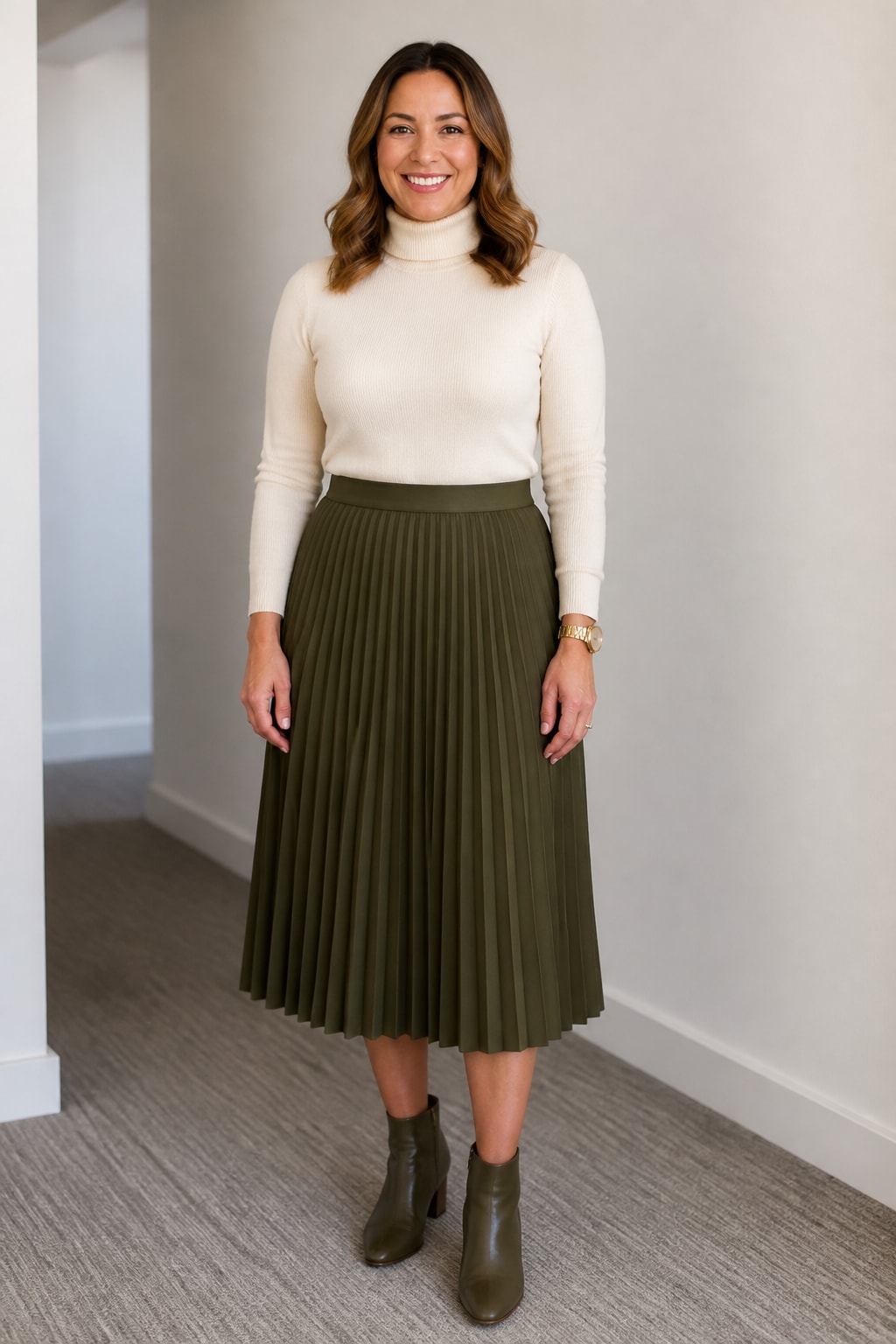 Pleated Midi and Turtleneck