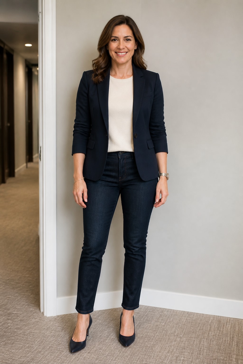 Soft Blazer and Dark Jeans