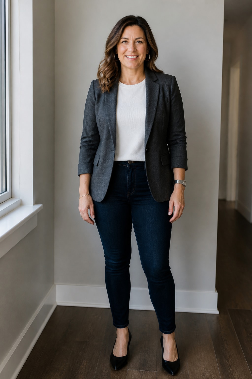 Soft Blazer and Dark Jeans