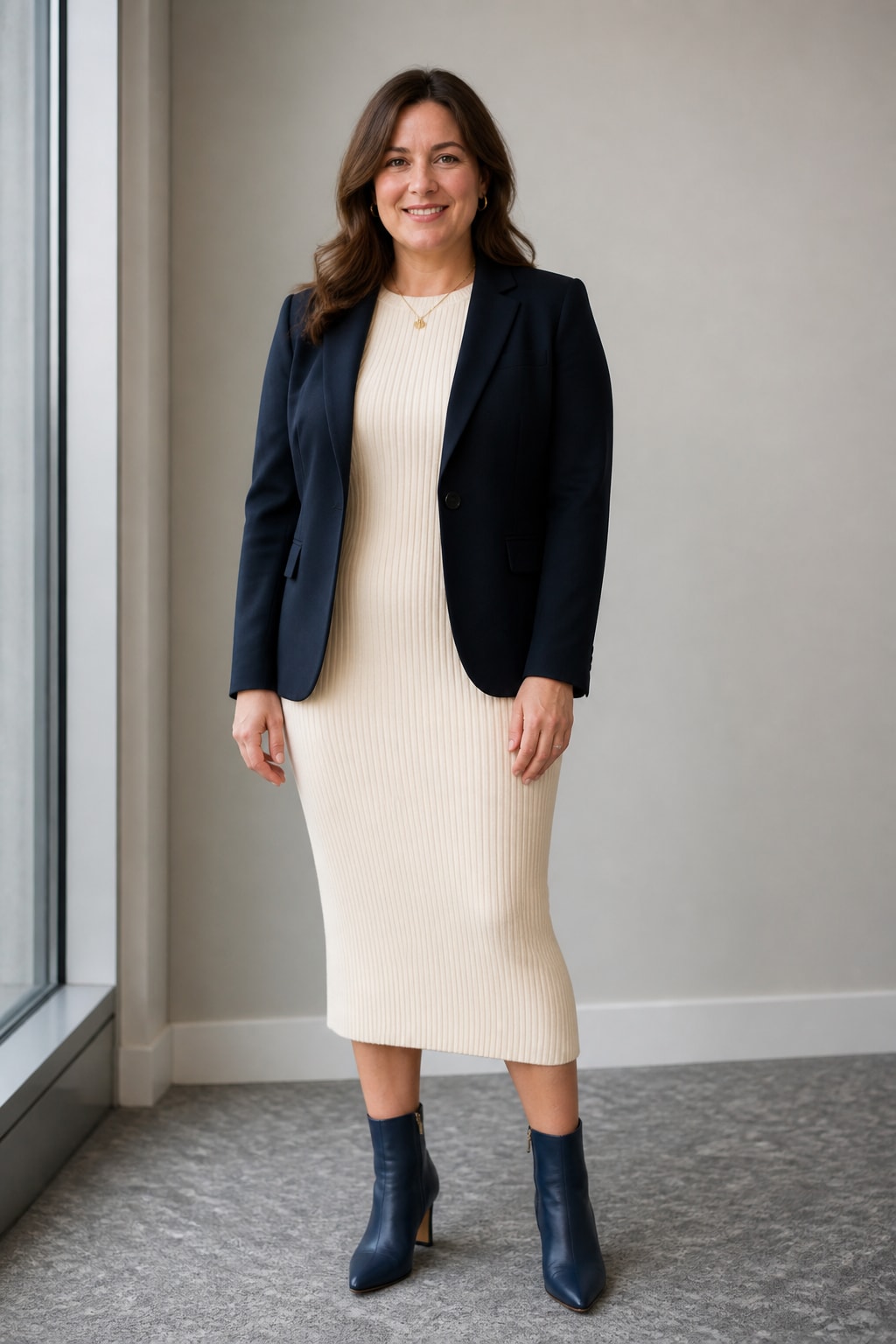 Black Blazer and Knit Dress