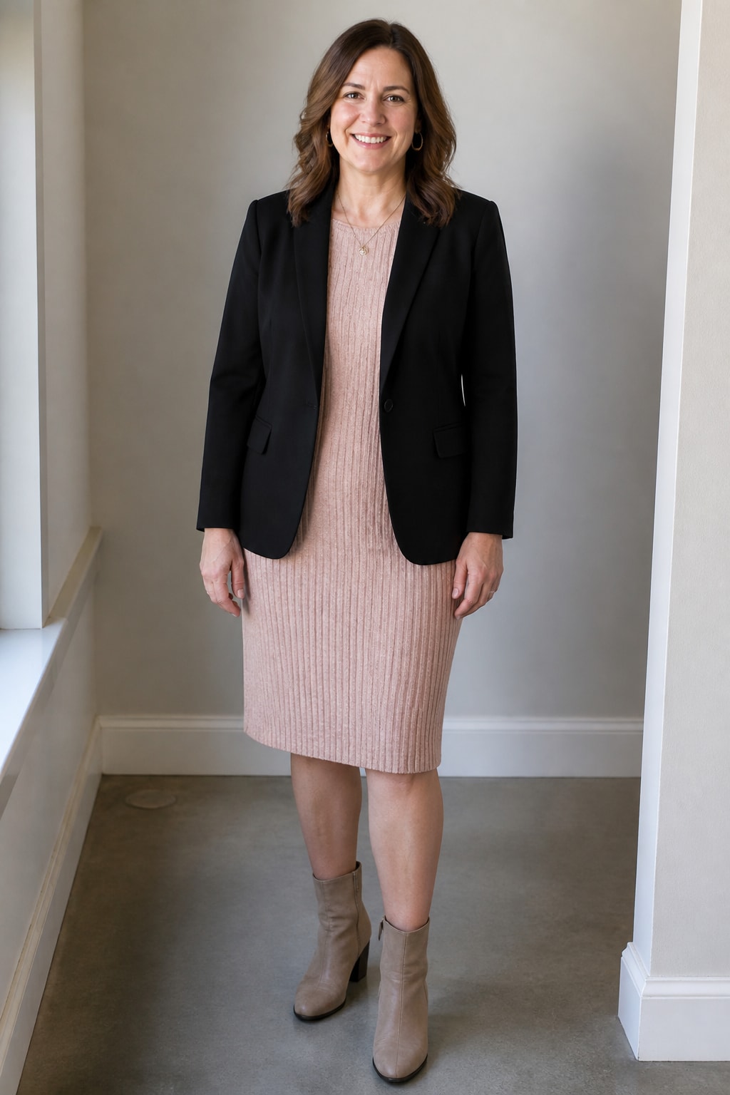 Blazer Over Knit Dress