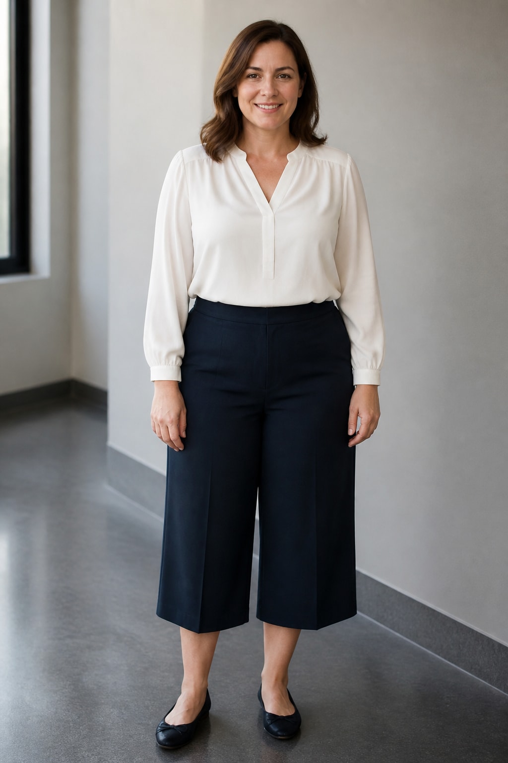Ivory Blouse and Culottes