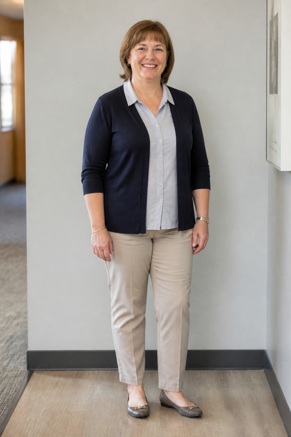 Cardigan Over Collared Shirt