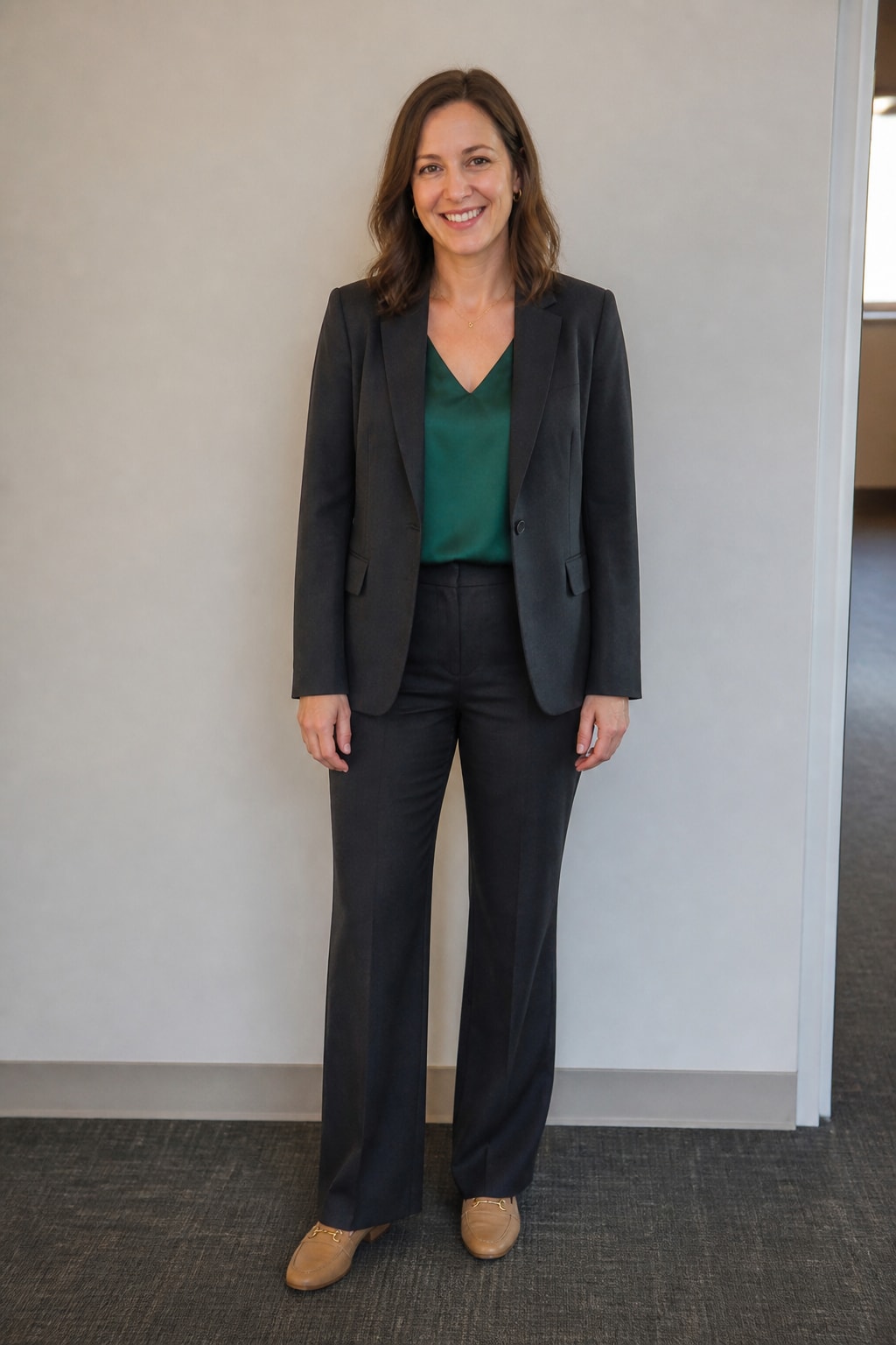 Charcoal Suit with Silk Cami