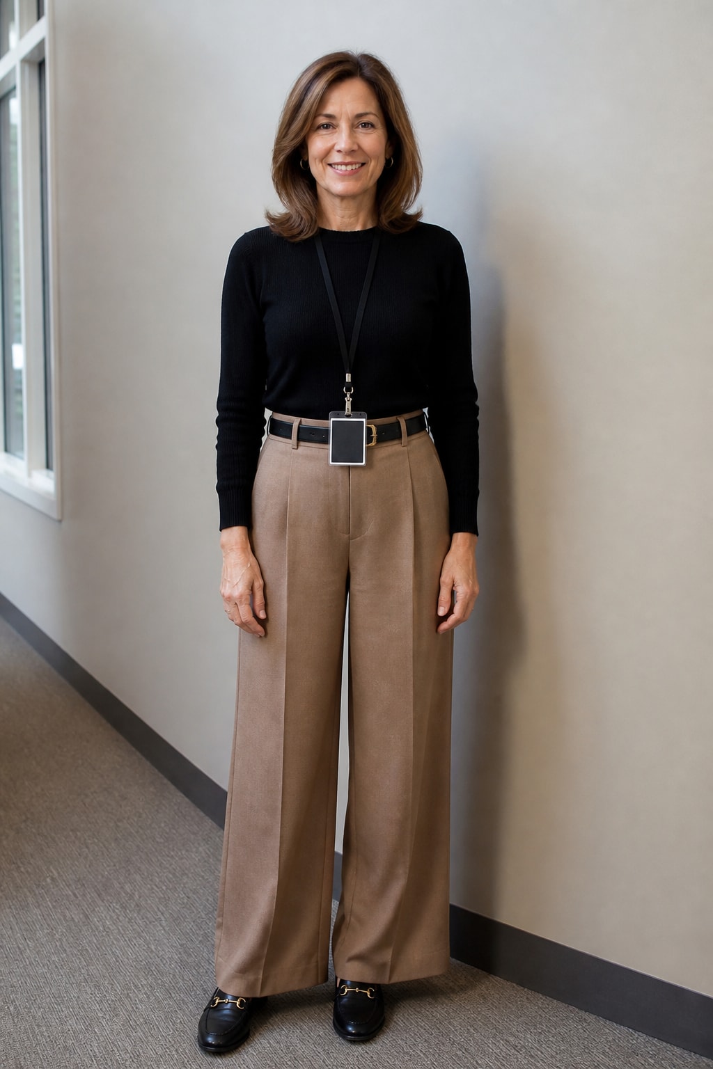 Wide-Leg Pants and Tucked Knit