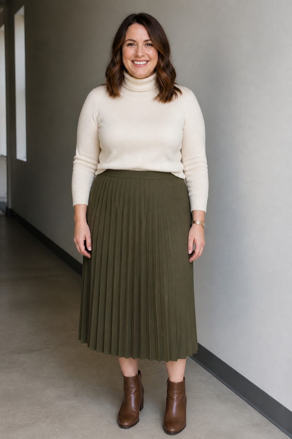 Pleated Midi and Turtleneck