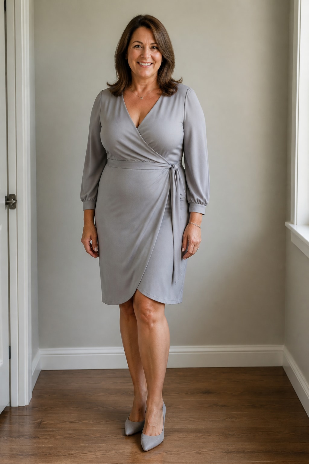 Silver-Grey Wrap Dress