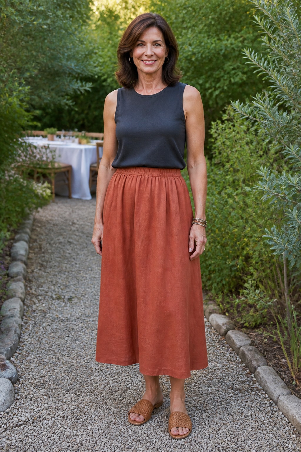 Terracotta Linen Midi
