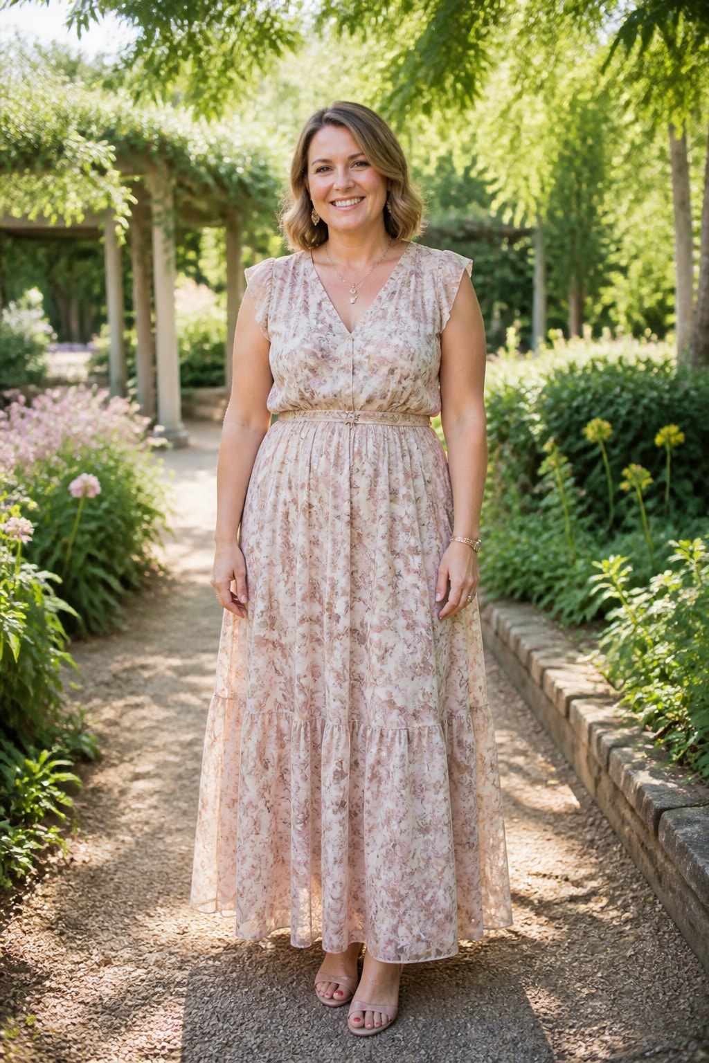 Printed Maxi with Defined Waist