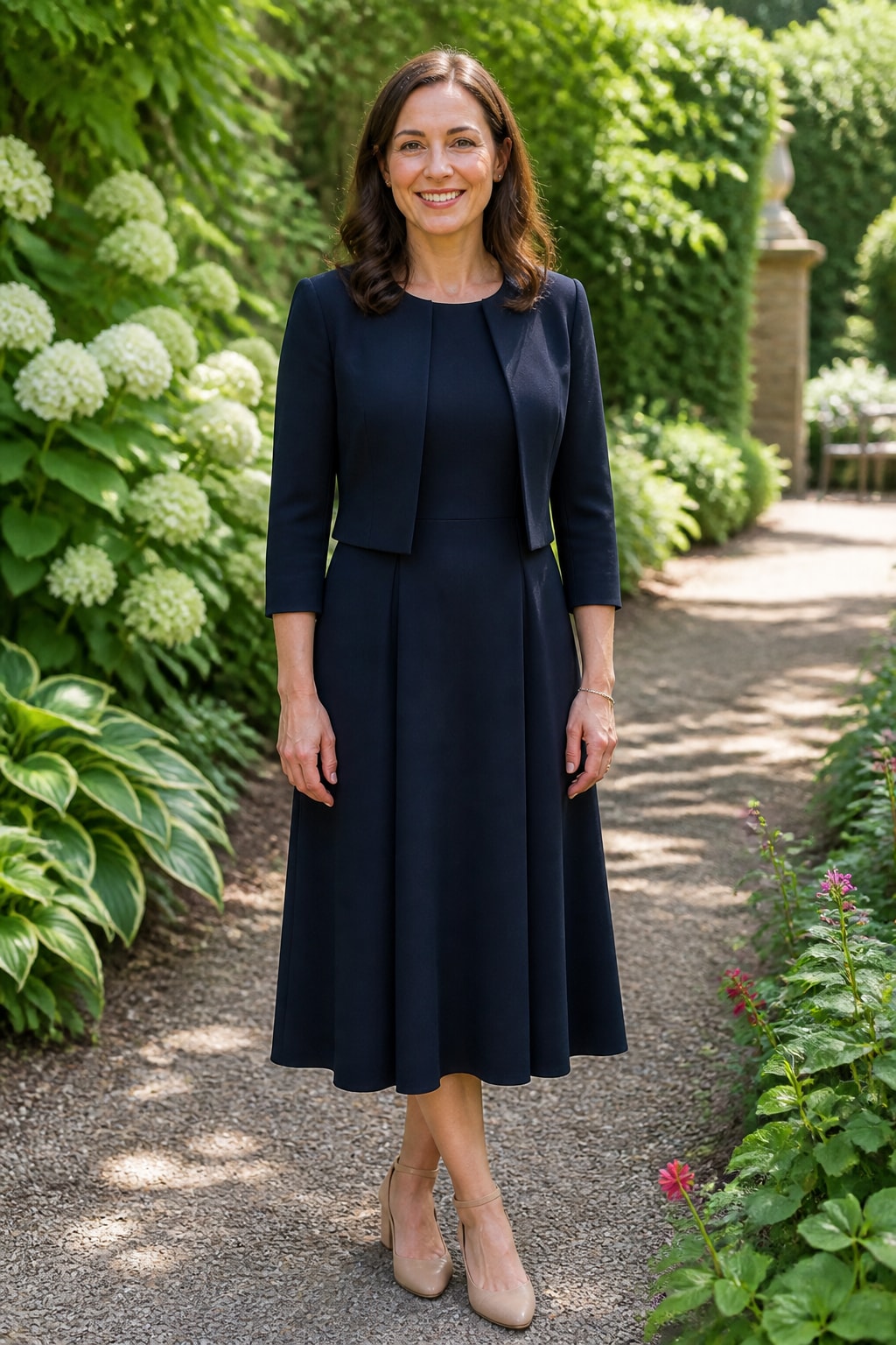 Navy Crepe Tea Length with Jacket