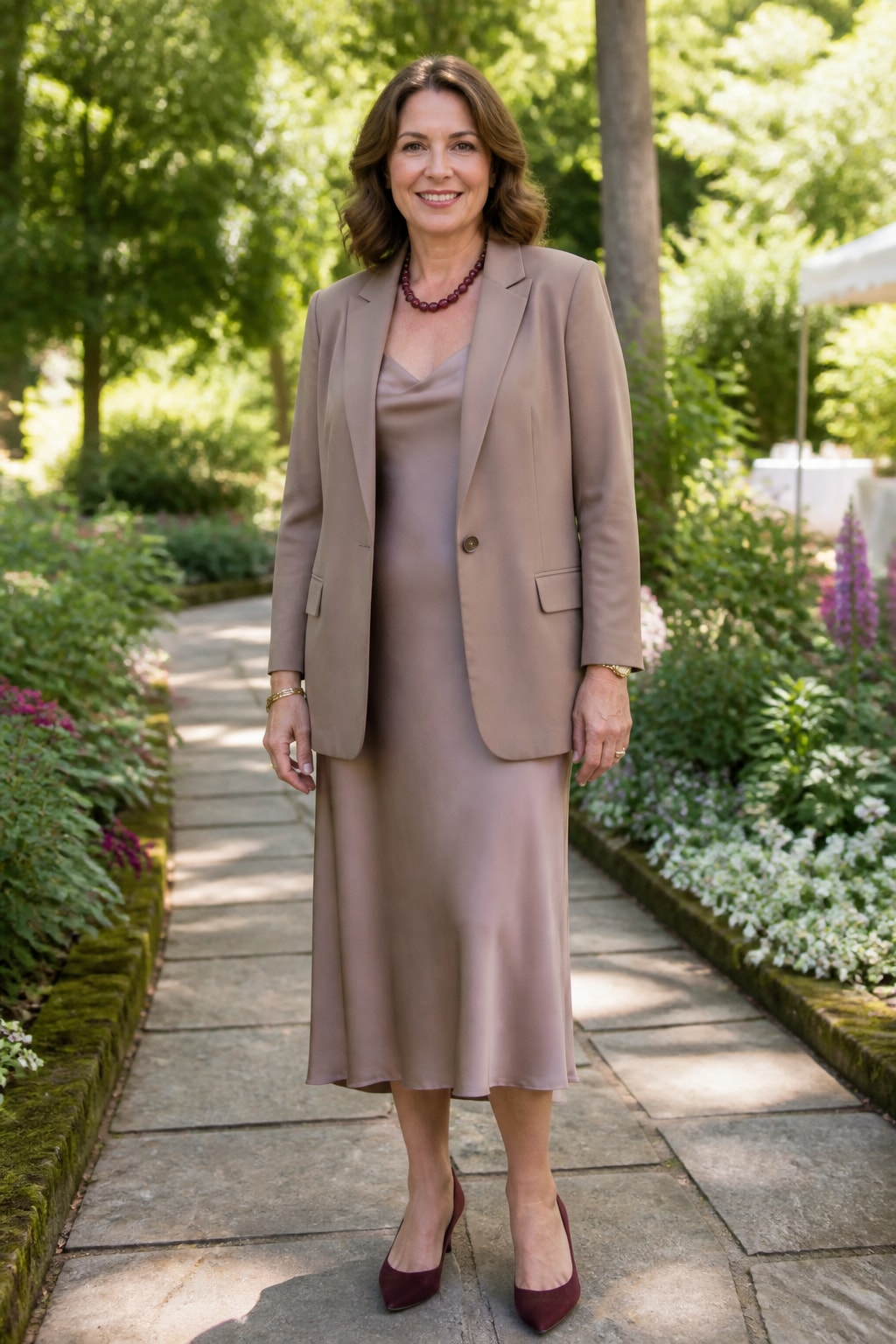Taupe Slip Midi and Blazer