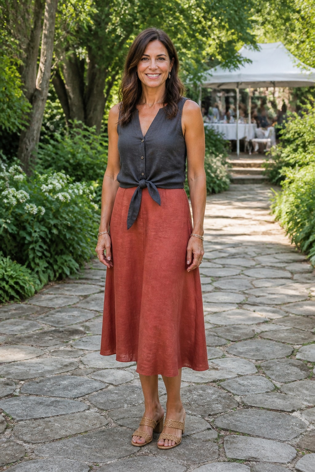 Terracotta Linen Midi