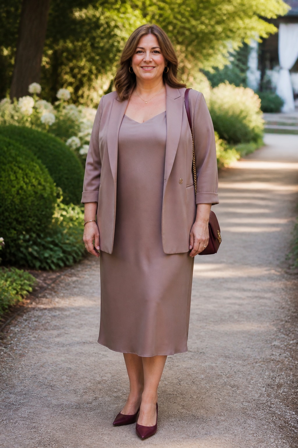 Taupe Slip Midi and Blazer