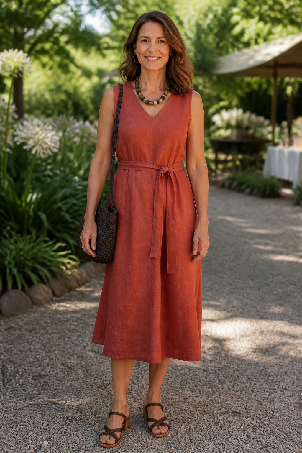 Terracotta Linen Midi