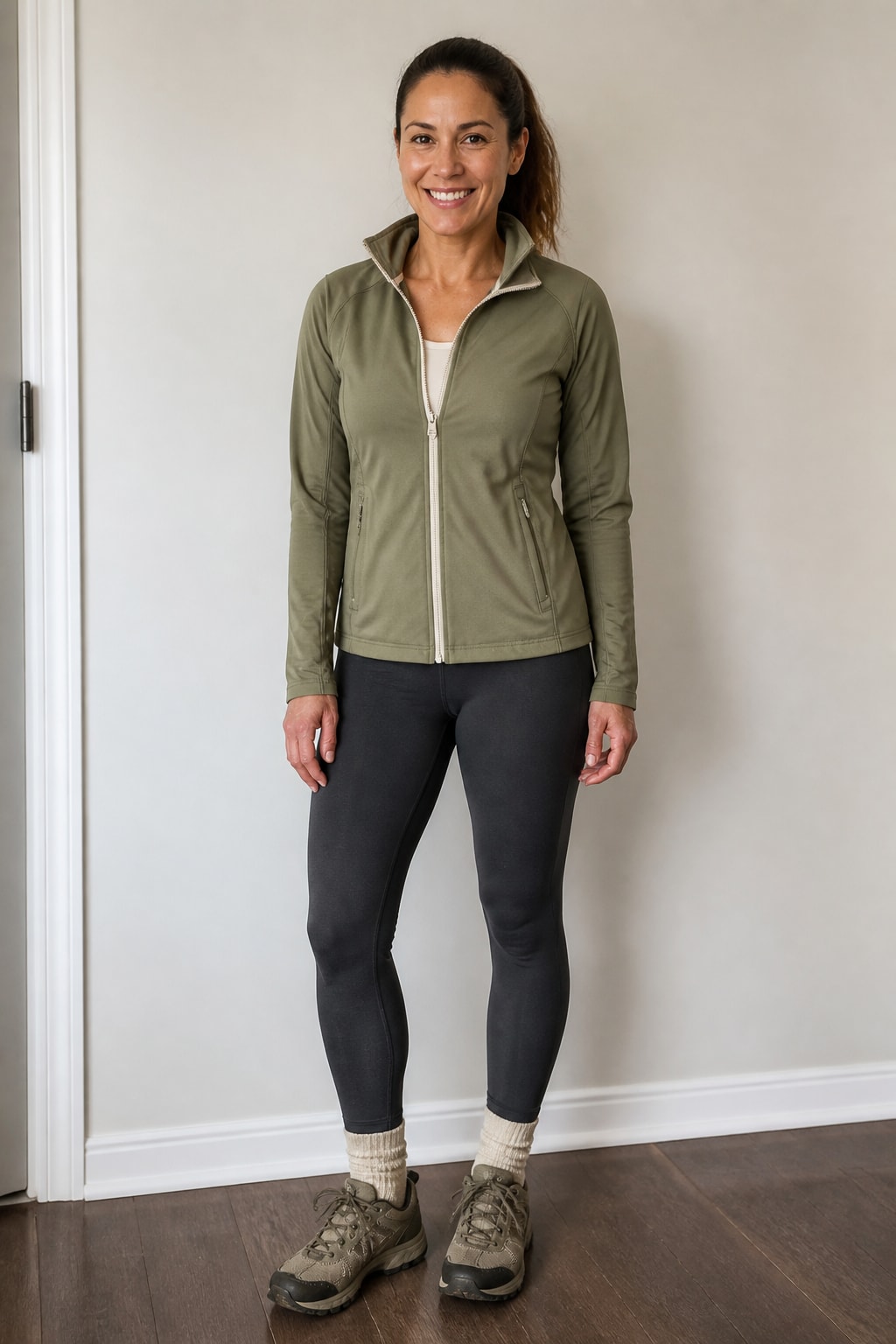Charcoal Leggings and Zip-Up Jacket