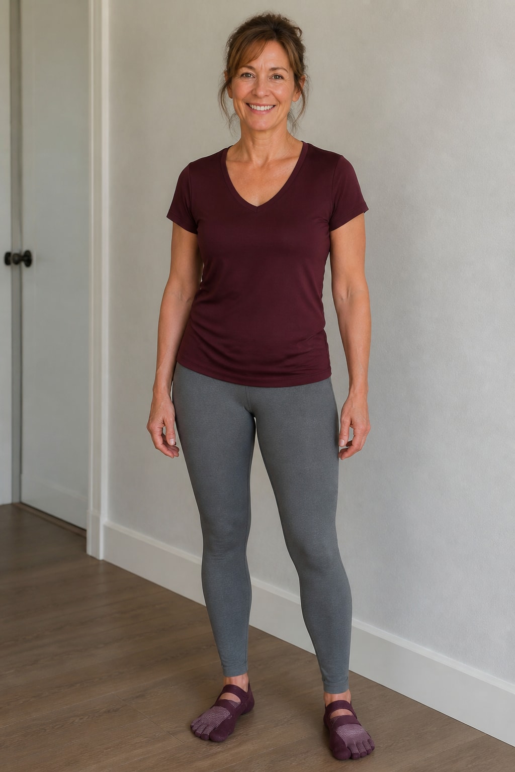 Grey Yoga Pants and Breathable Tee