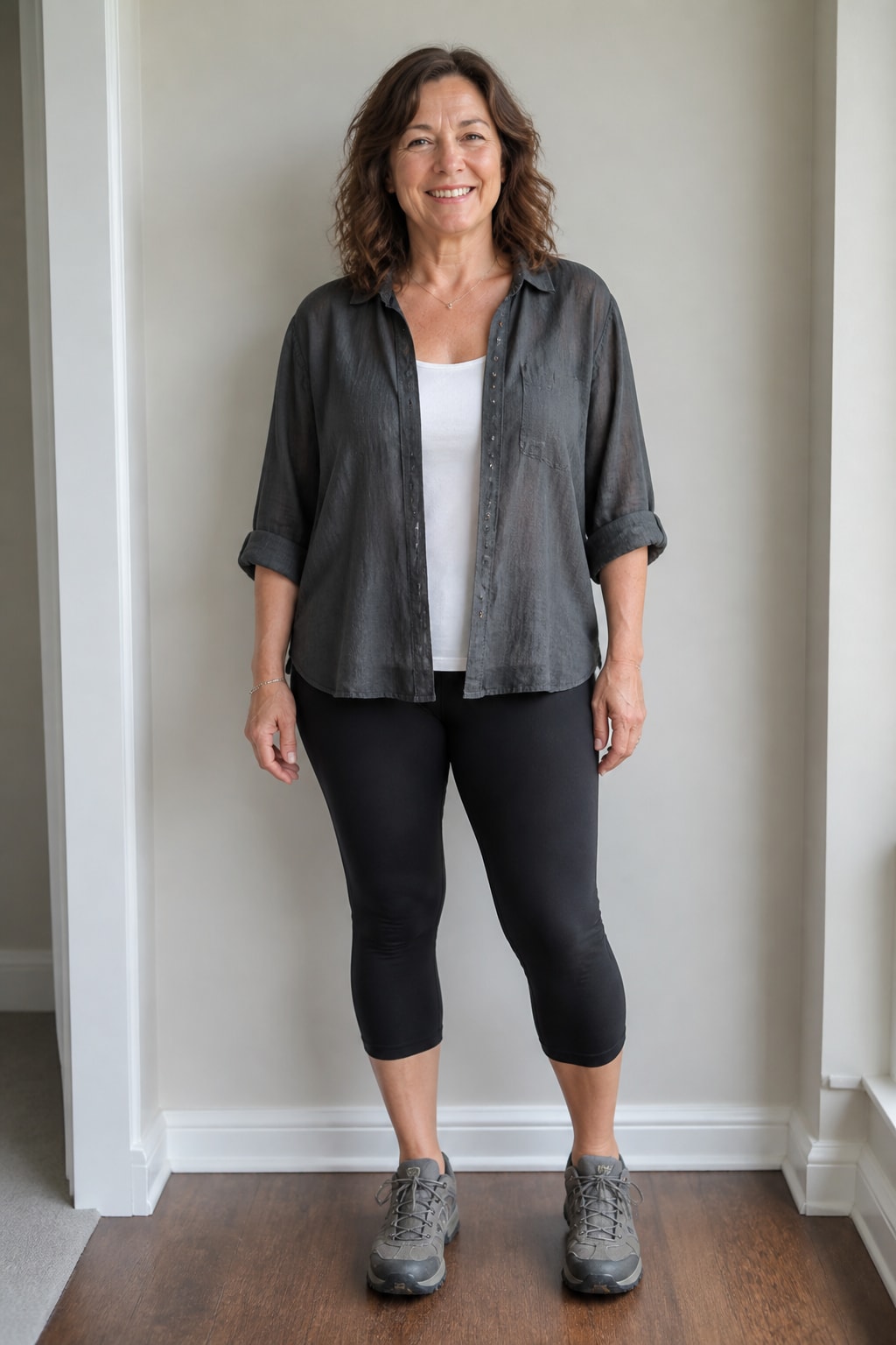 Capri Leggings and Button-Up