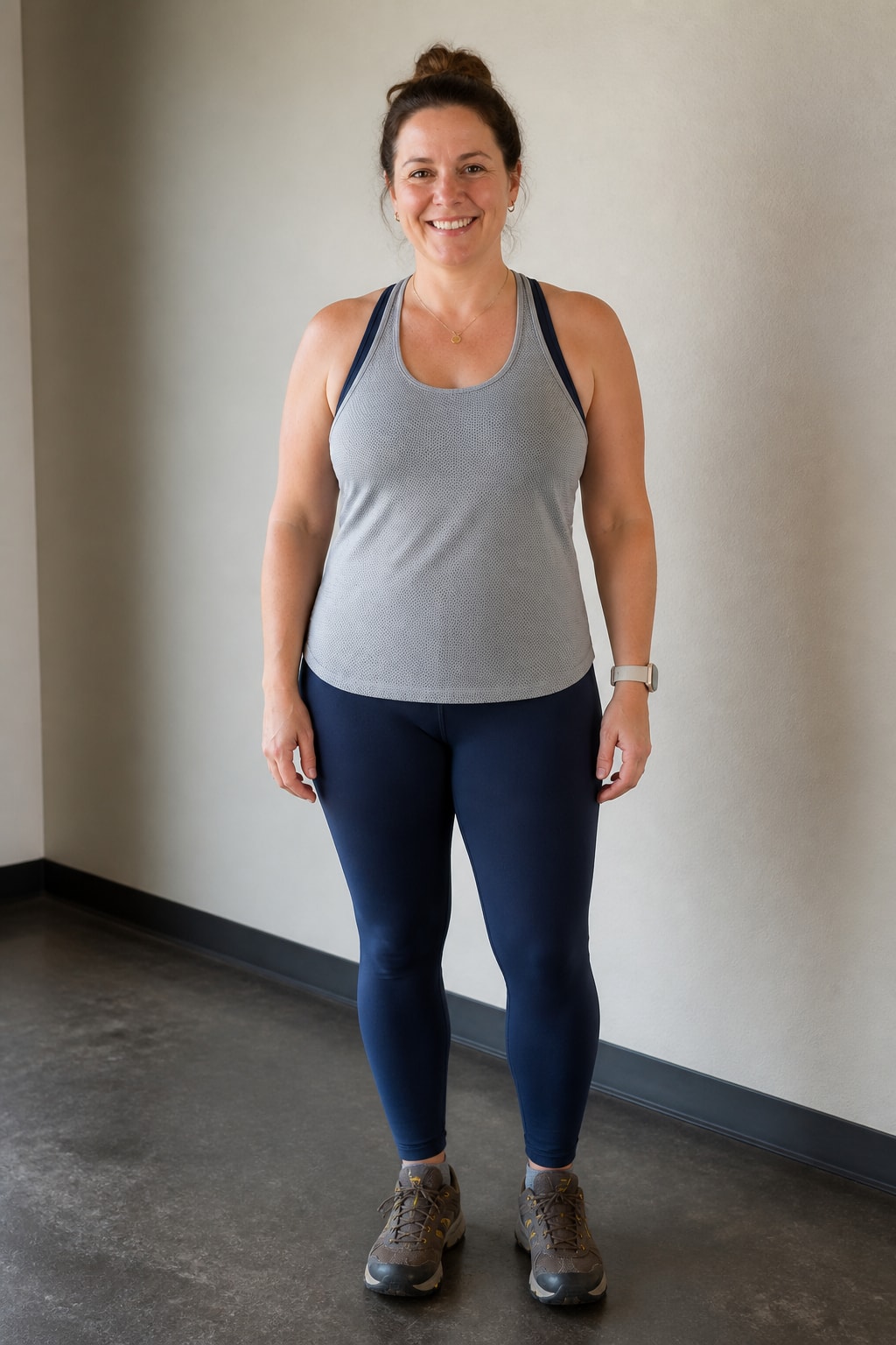 Navy Compression Leggings and Mesh Tank
