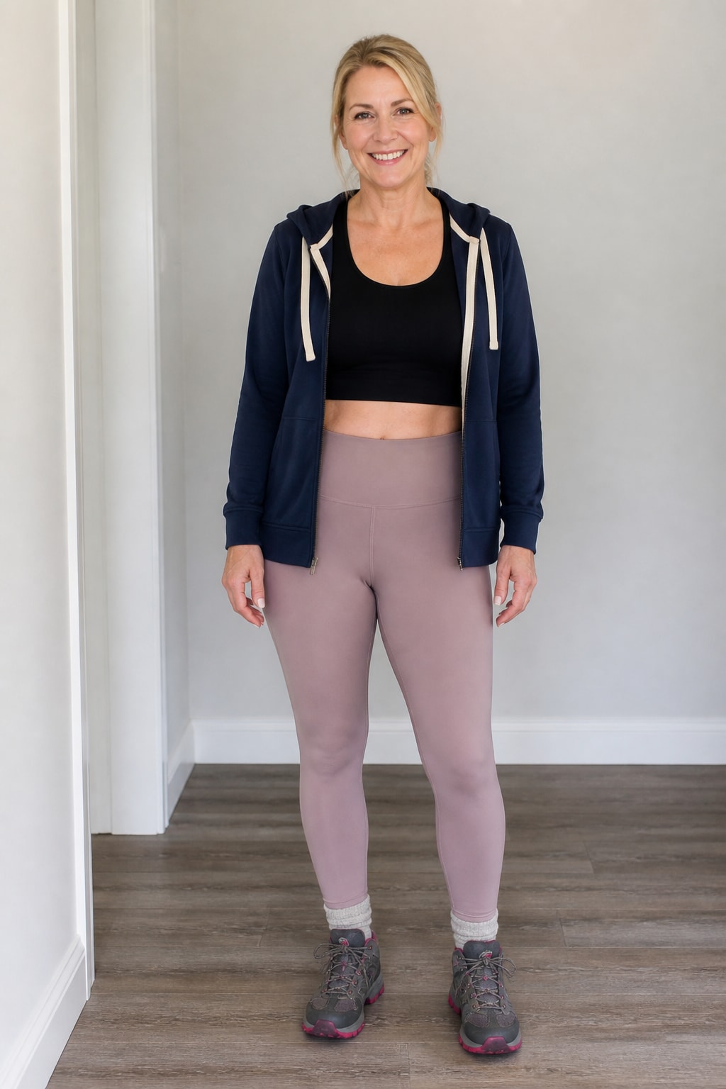 Blush Leggings and Open Hoodie