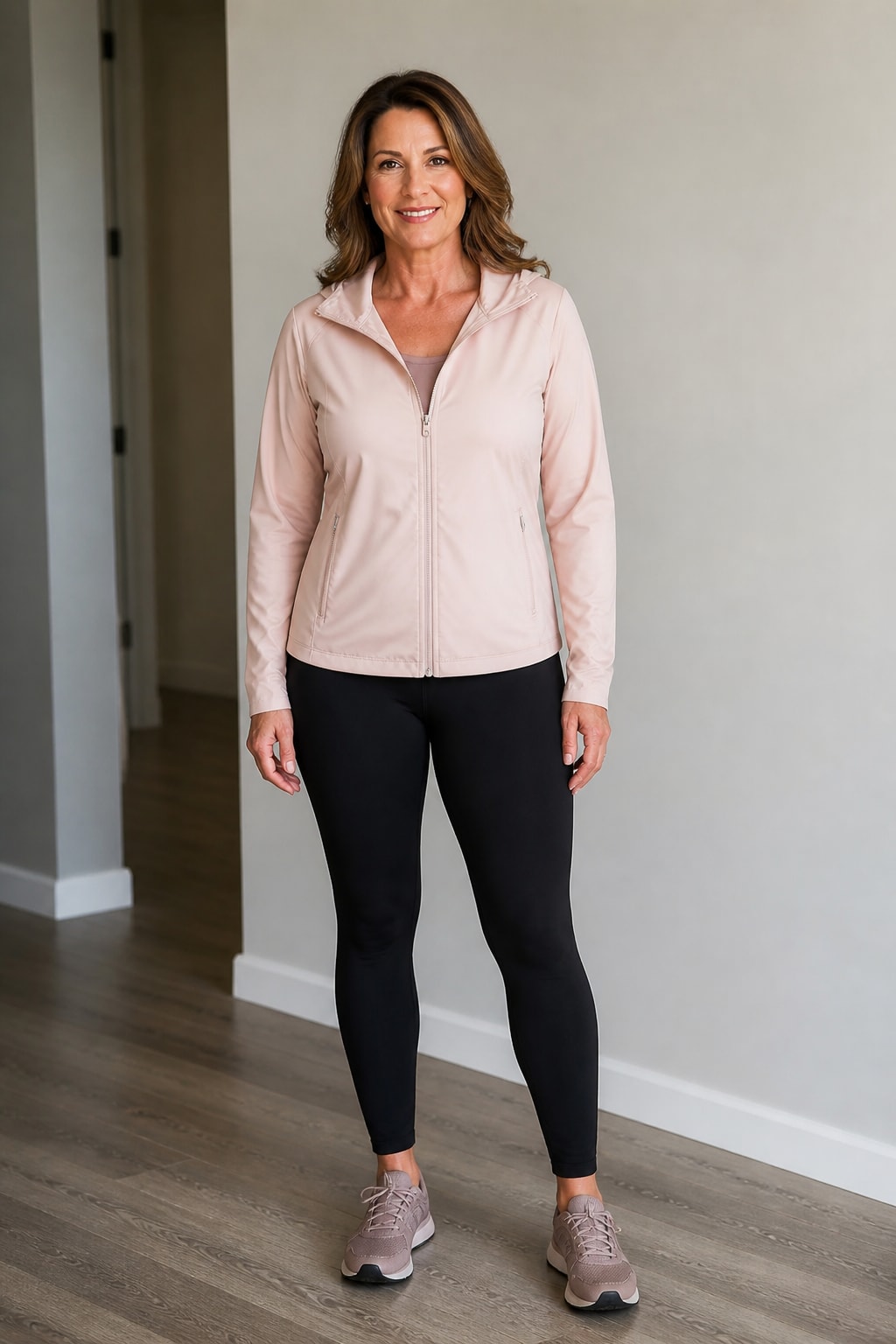 Black Leggings and Running Jacket