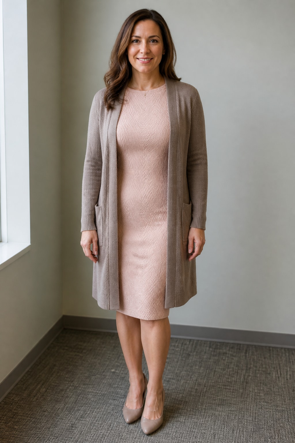 Knit Sheath Dress and Long Cardigan