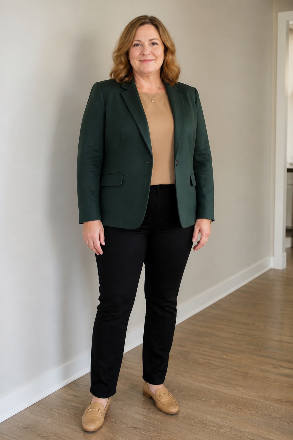 Black Straight Jeans, Blazer, and Loafers