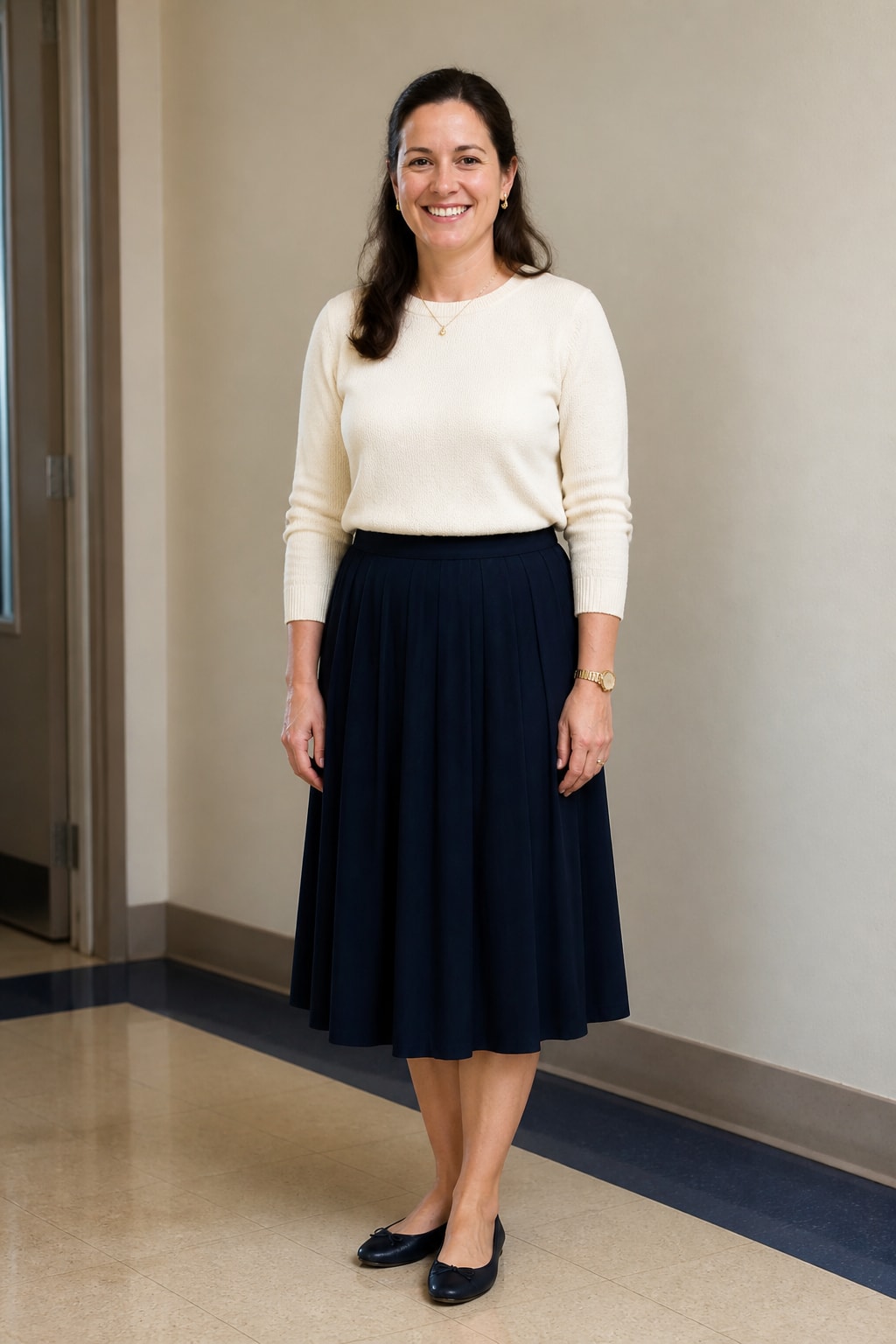 Navy Midi and Knit Sweater
