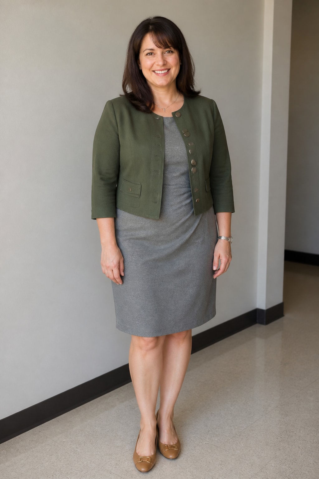 Grey Dress and Cropped Jacket