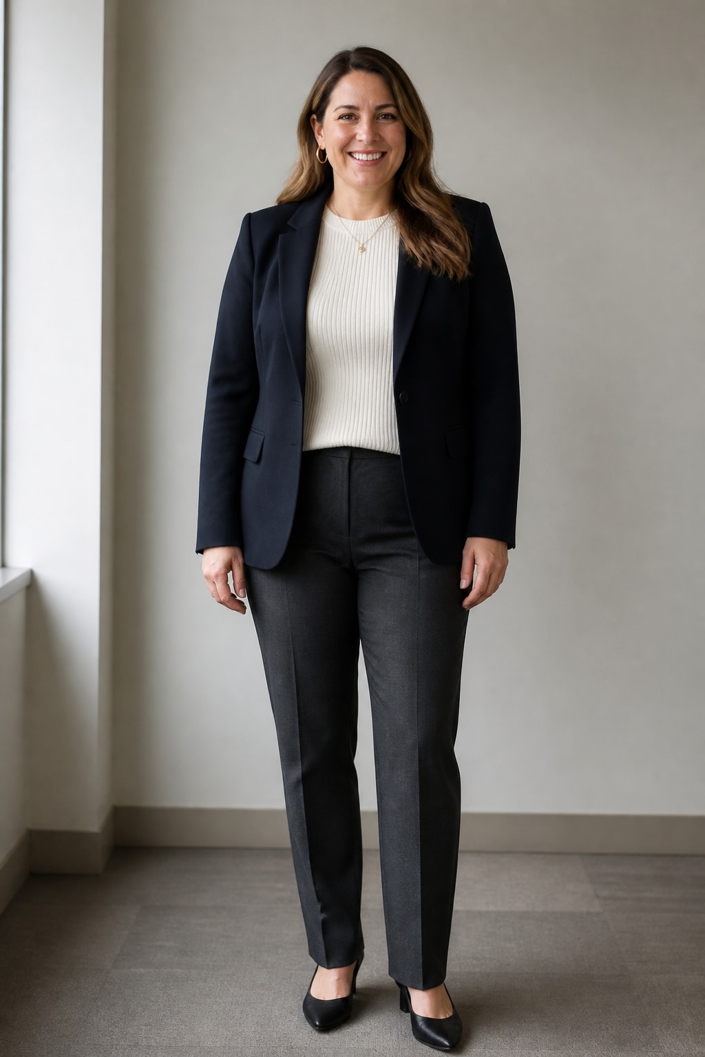 Navy Blazer and Straight Trousers