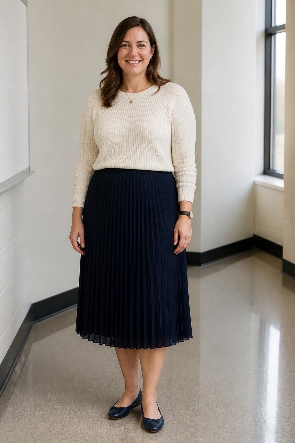 Navy Midi and Knit Sweater